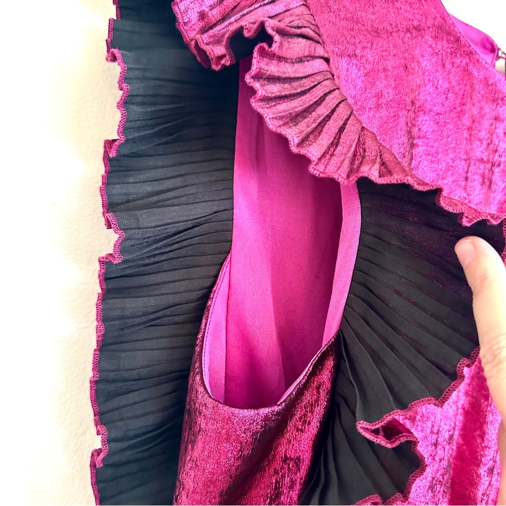 TCEC Pink Metallic Ruffle Mini Dress Size Large - Picture 5 of 11